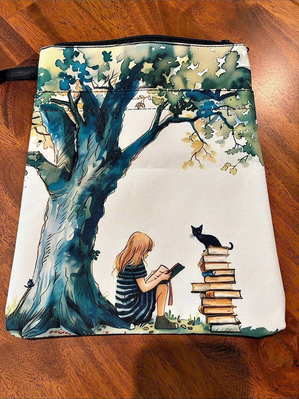 Book Carrier Pouch Tree & Book Illustration Bag NIP
